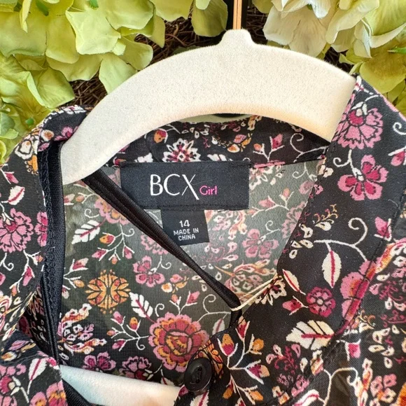 Robe Fille BCX Taille 10 - Blanc à Motifs Floraux, Style A-Line Une épaule Dénudée